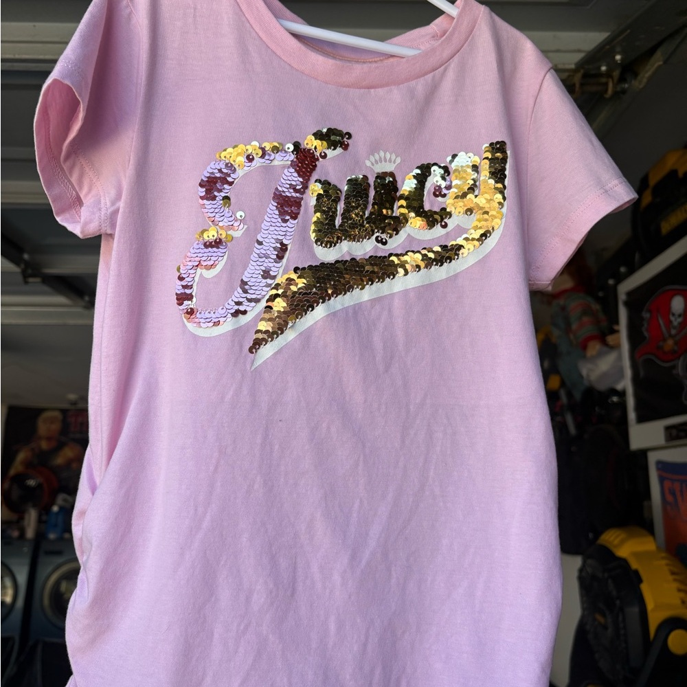 Juicy Couture Kids Pink Tee with Sequin Logo